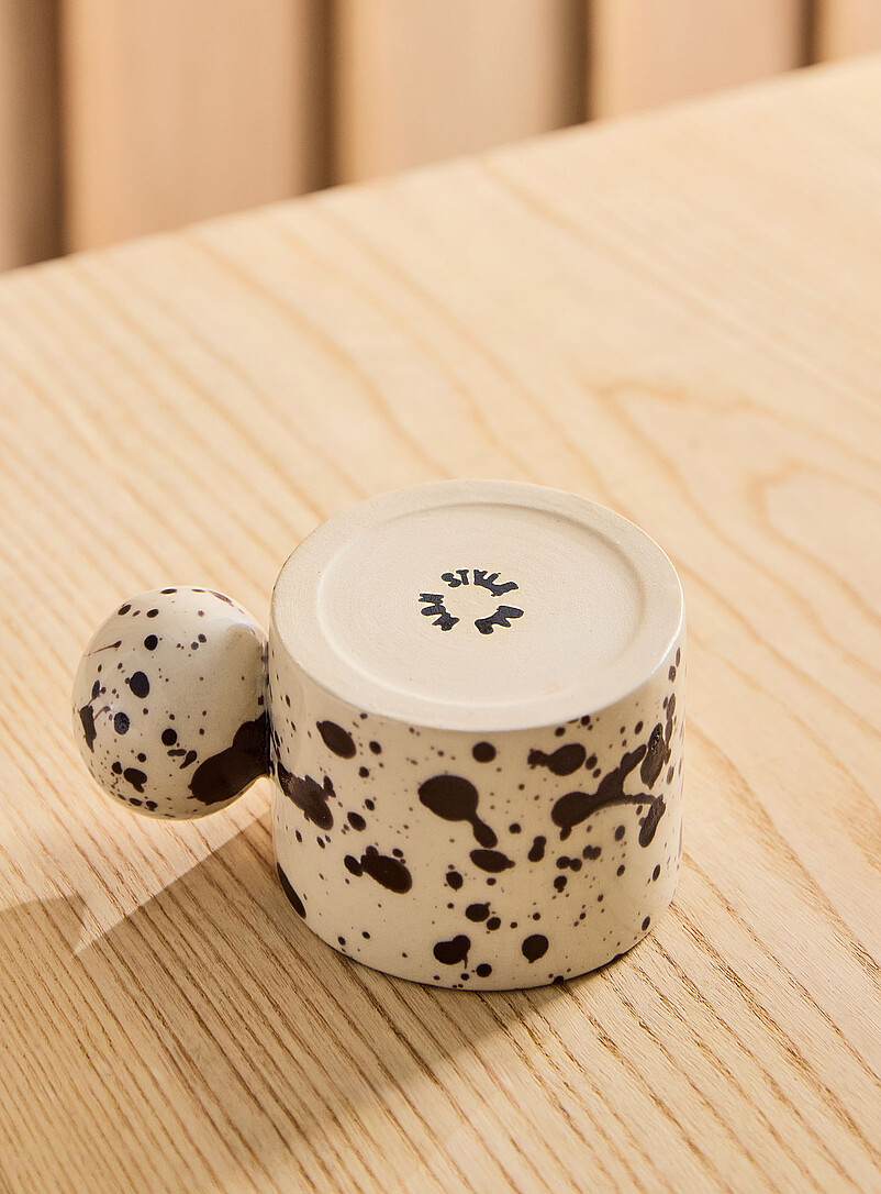 Pas Mon Style Patterned Brown Speckled ball handle mug