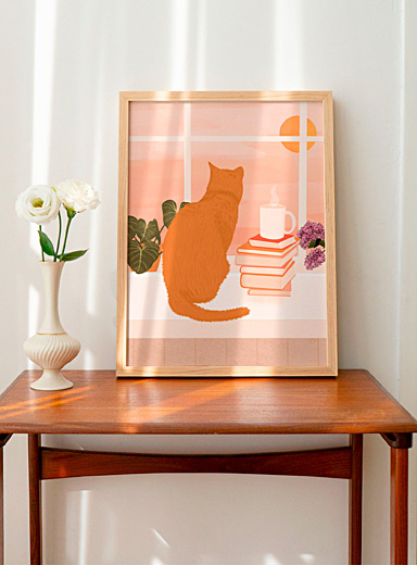 Red cat summer landscape art print See available sizes