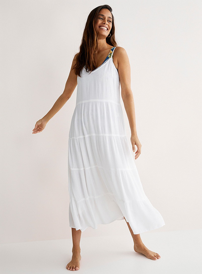 Koy Resort White Tiered maxi dress for women