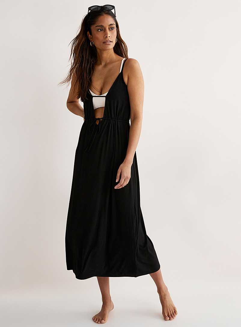 Koy Resort Black Low-cut maxi dress for women