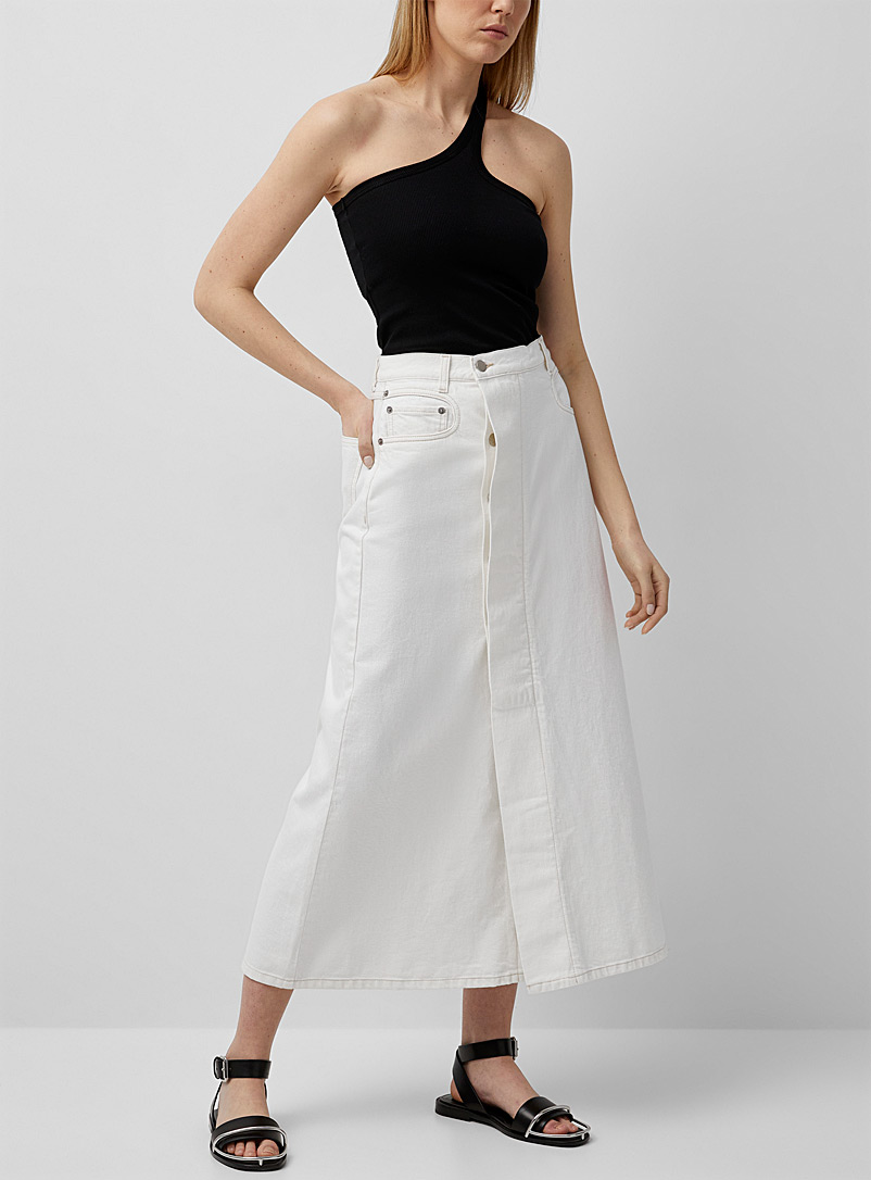 Beaufille White Elipse denim skirt for women