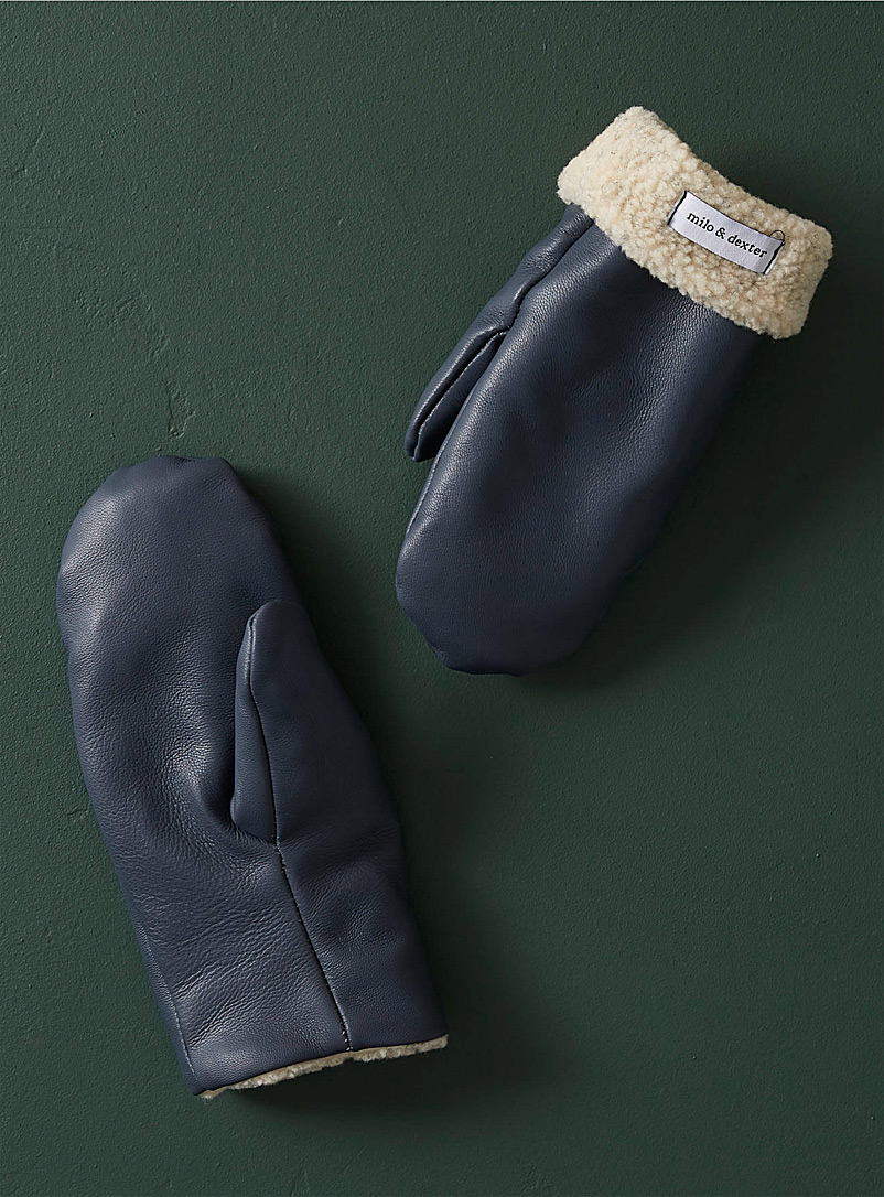 Milo & Dexter Grey 1902 leather mittens