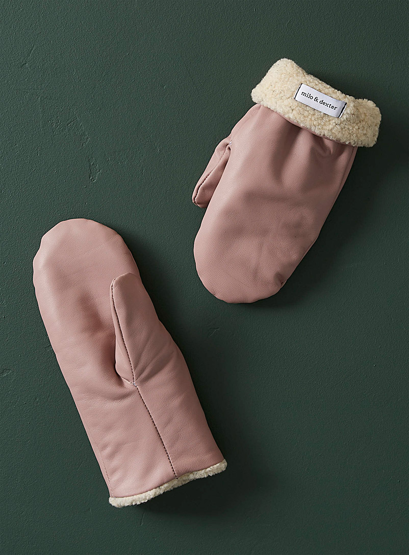 Milo & Dexter Dusky Pink 1902 leather mittens