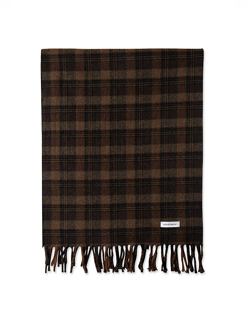 Milo & Dexter Patterned Brown 2201 checkered wool scarf