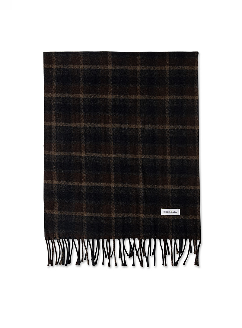 Milo & Dexter Patterned Blue 2201 checkered wool scarf