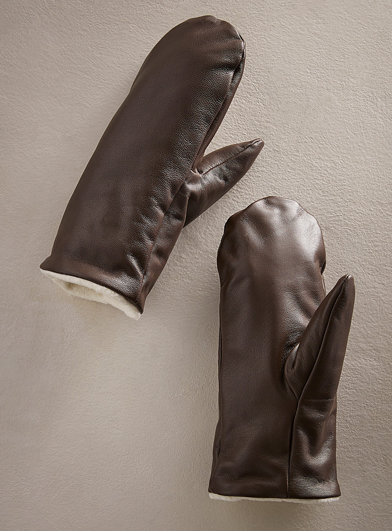 Milo & Dexter Brown Genuine leather mittens