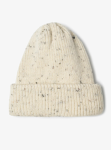 Ribbed speckled pure wool tuque