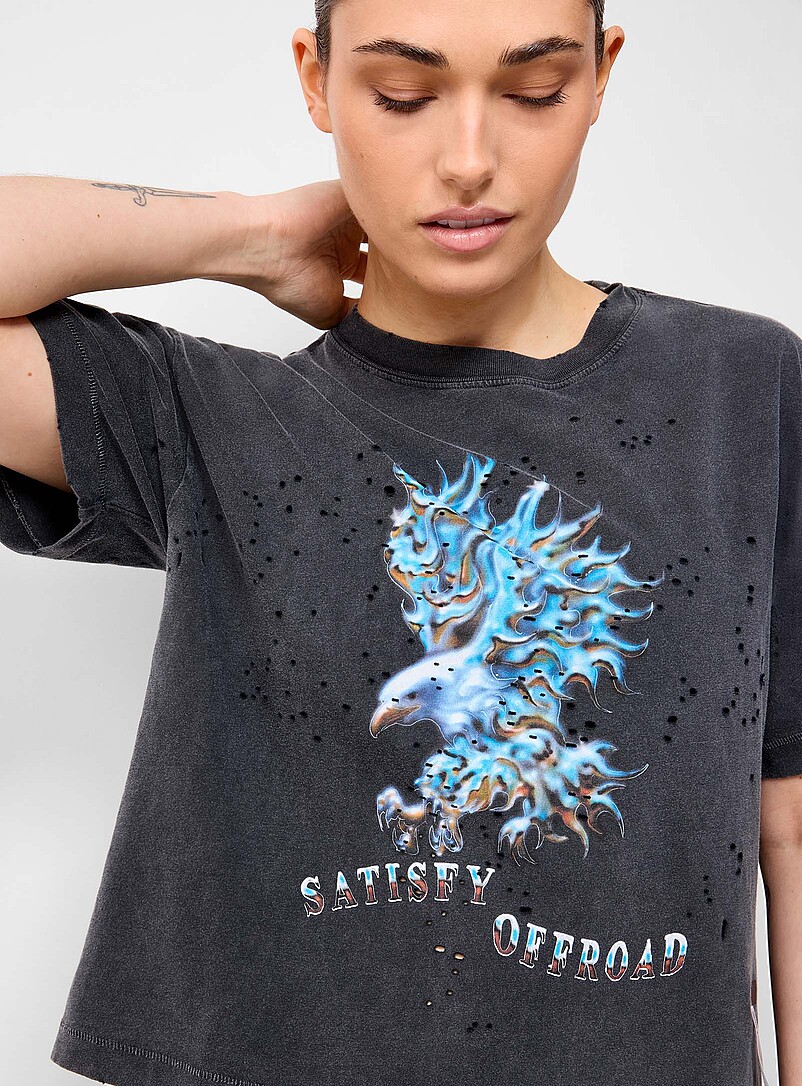 Eagle print MothTech cotton boxy T-shirt product image (primary)