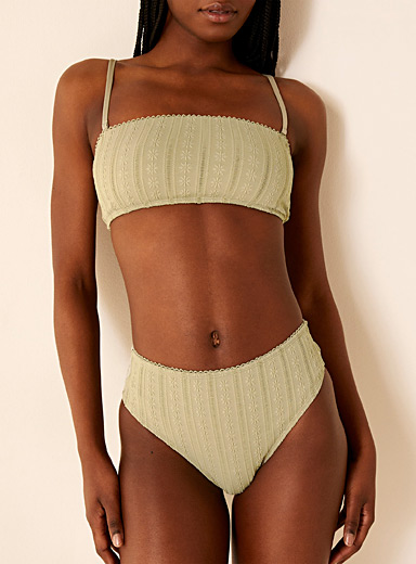 Waffled mid-rise bikini bottom At Contemporaine | Simons | Shop 