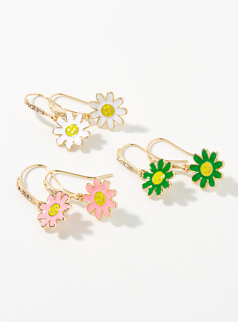 Simons Assorted Cheerful daisy earrings Set of 3 for women