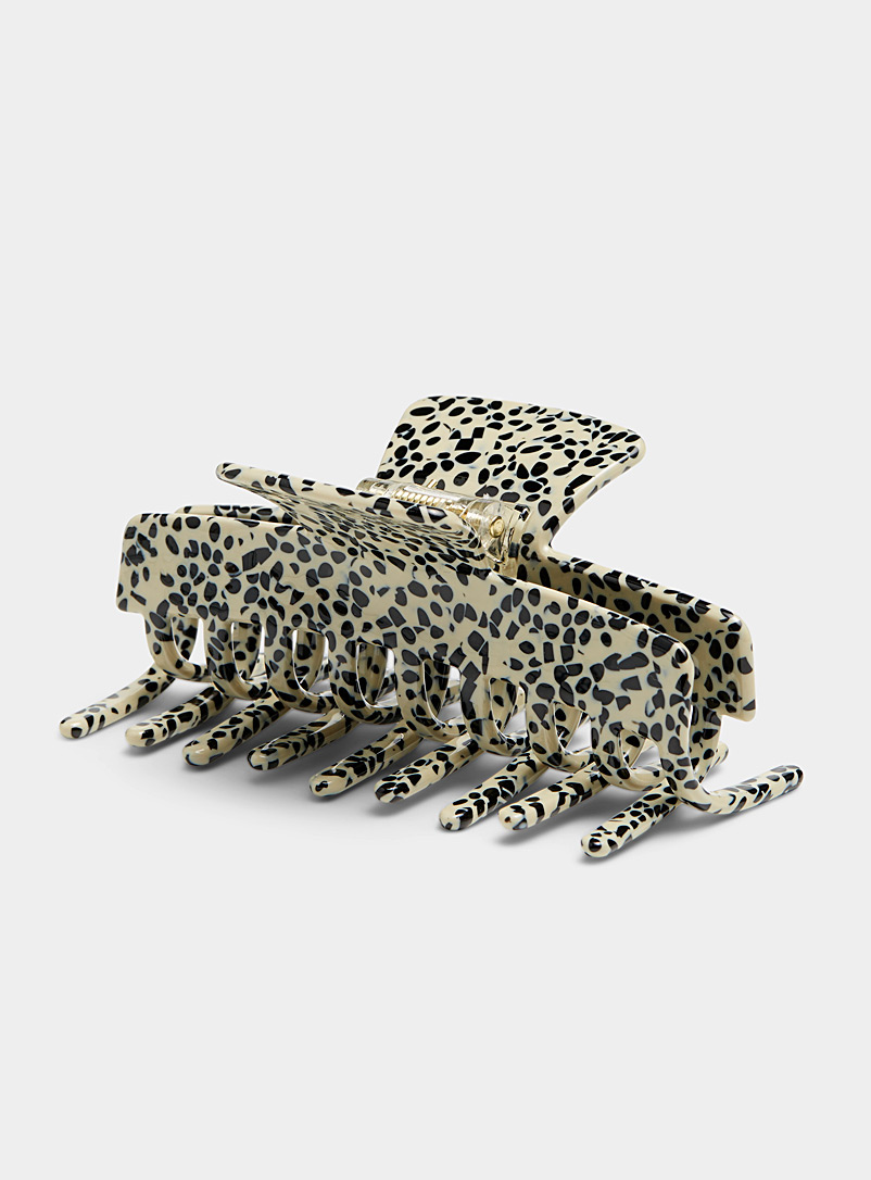 Simons Patterned Black Long leopard clip for women