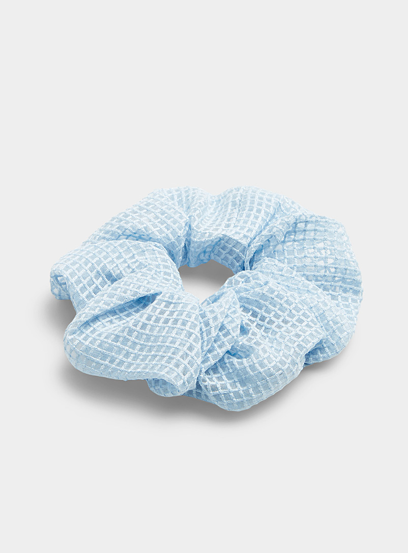 Simons Baby Blue Sheer check scrunchie for women