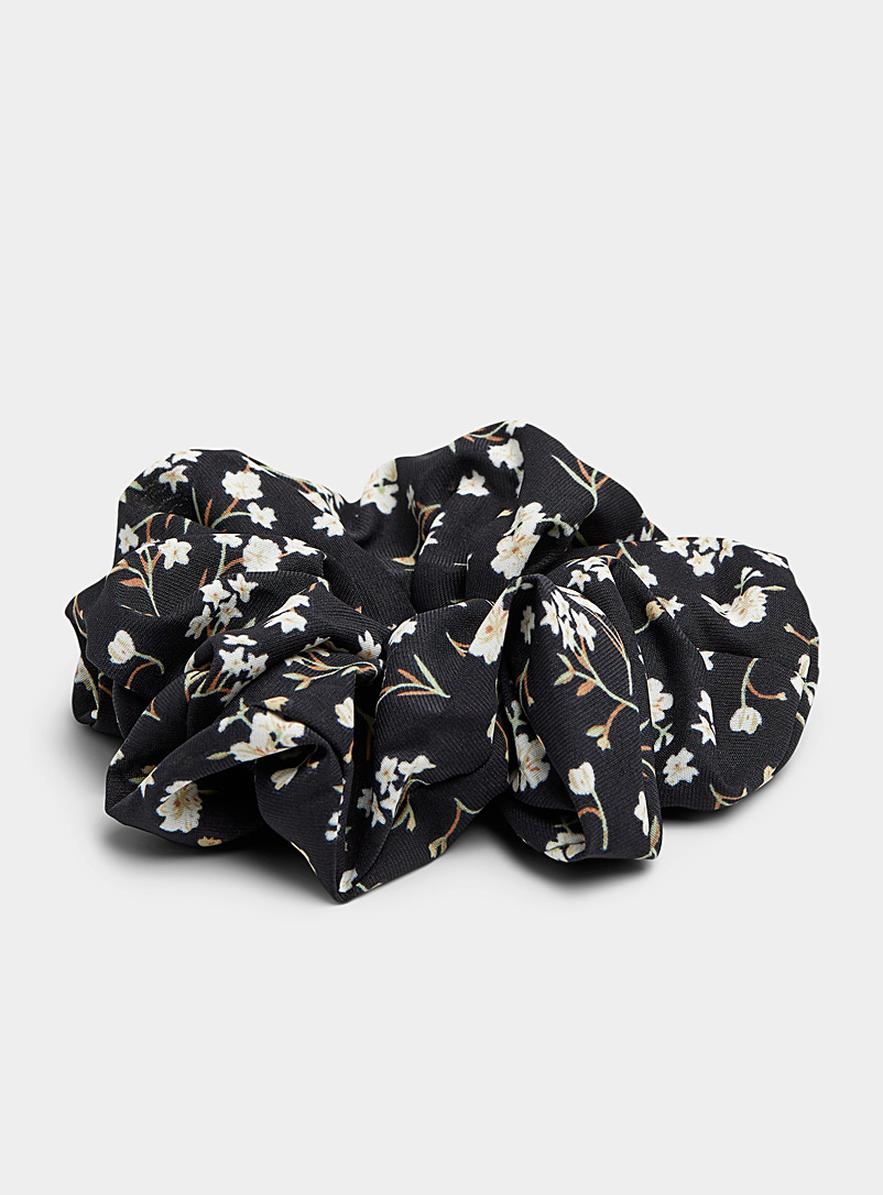 Simons Patterned Black Floral print scrunchie for women