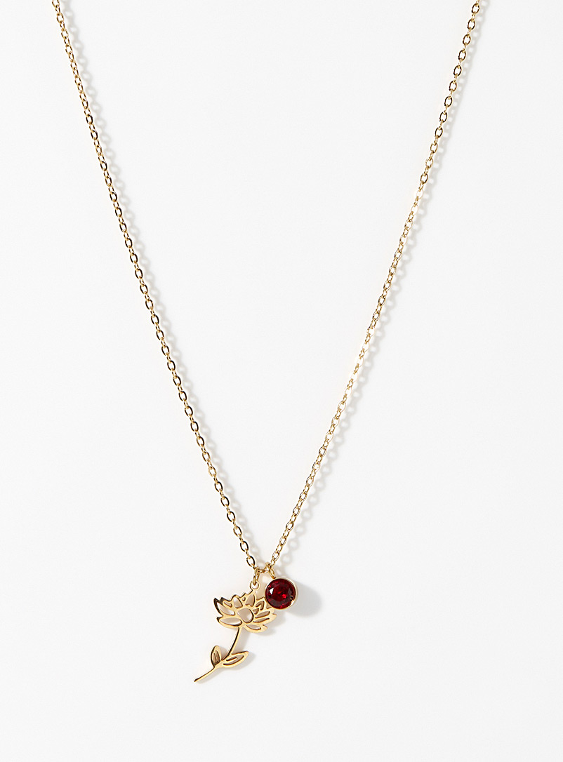 Simons July Flower and birthstone chain for women