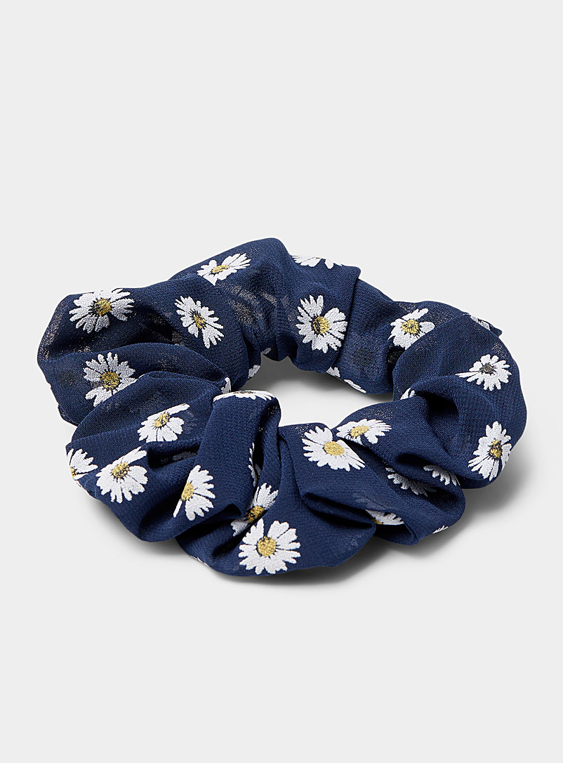 Simons Marine Blue Daisy sheer scrunchie for women