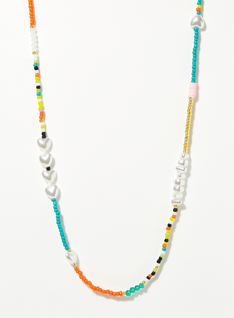 Simons Assorted Pearly heart colourful necklace for women