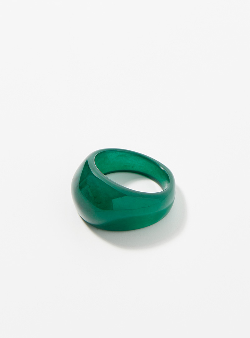 Simons Kelly Green Coloured acrylic ring for women