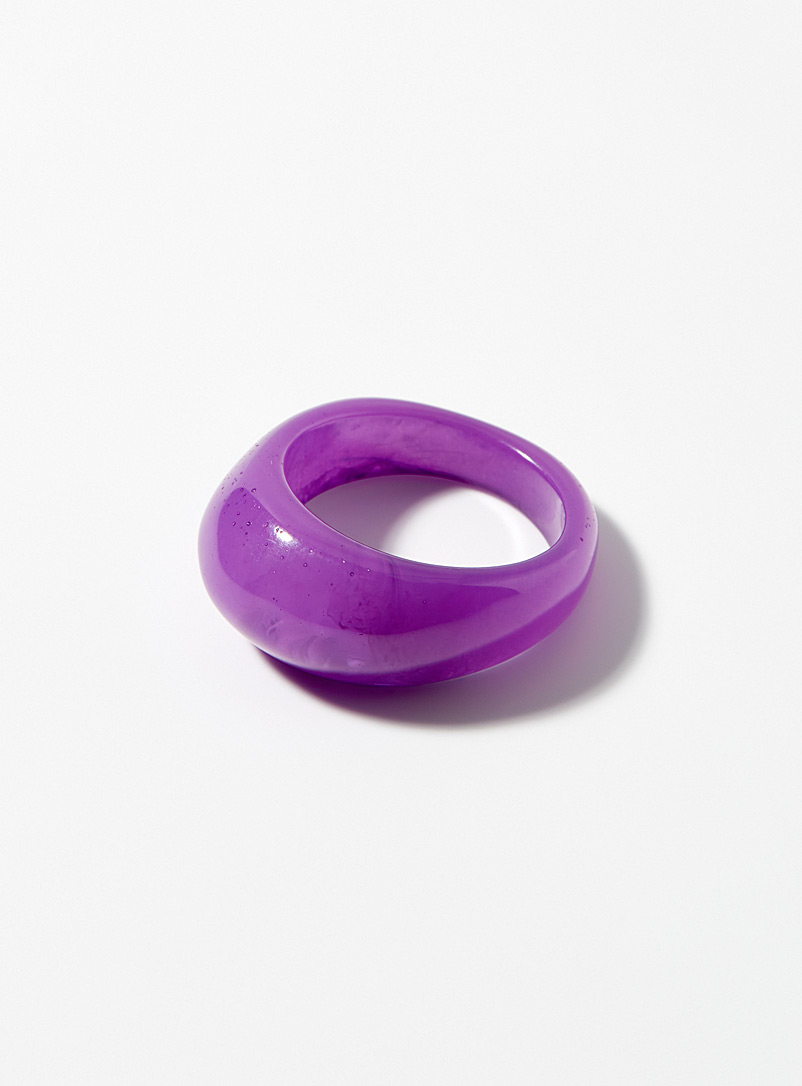 Simons Purple Coloured acrylic ring for women
