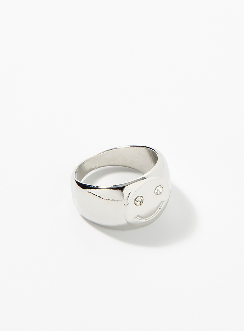 Simons Silver Rounded shiny smile ring for women