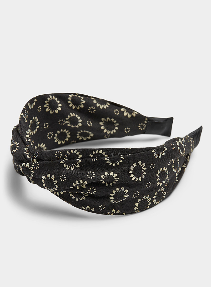 Simons Patterned Black Small sunflower headband for women