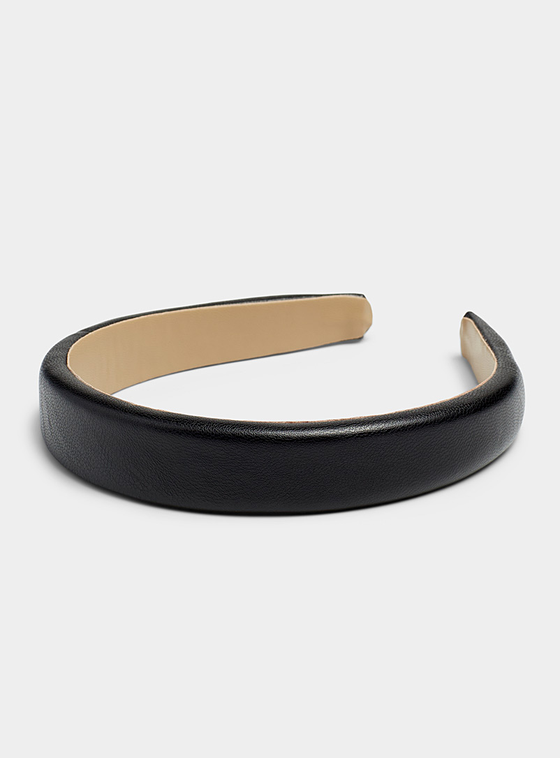 Simons Black Faux-leather monochrome headband for women