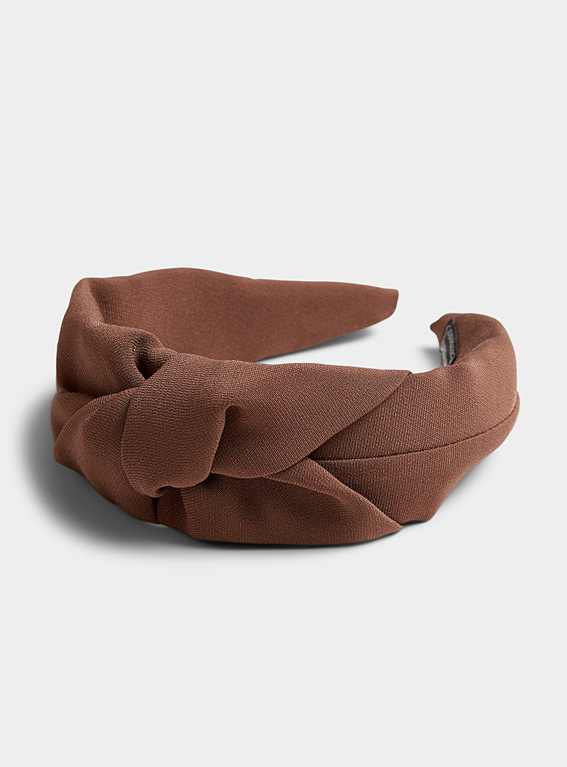 Simons Brown Knotted twill headband for women