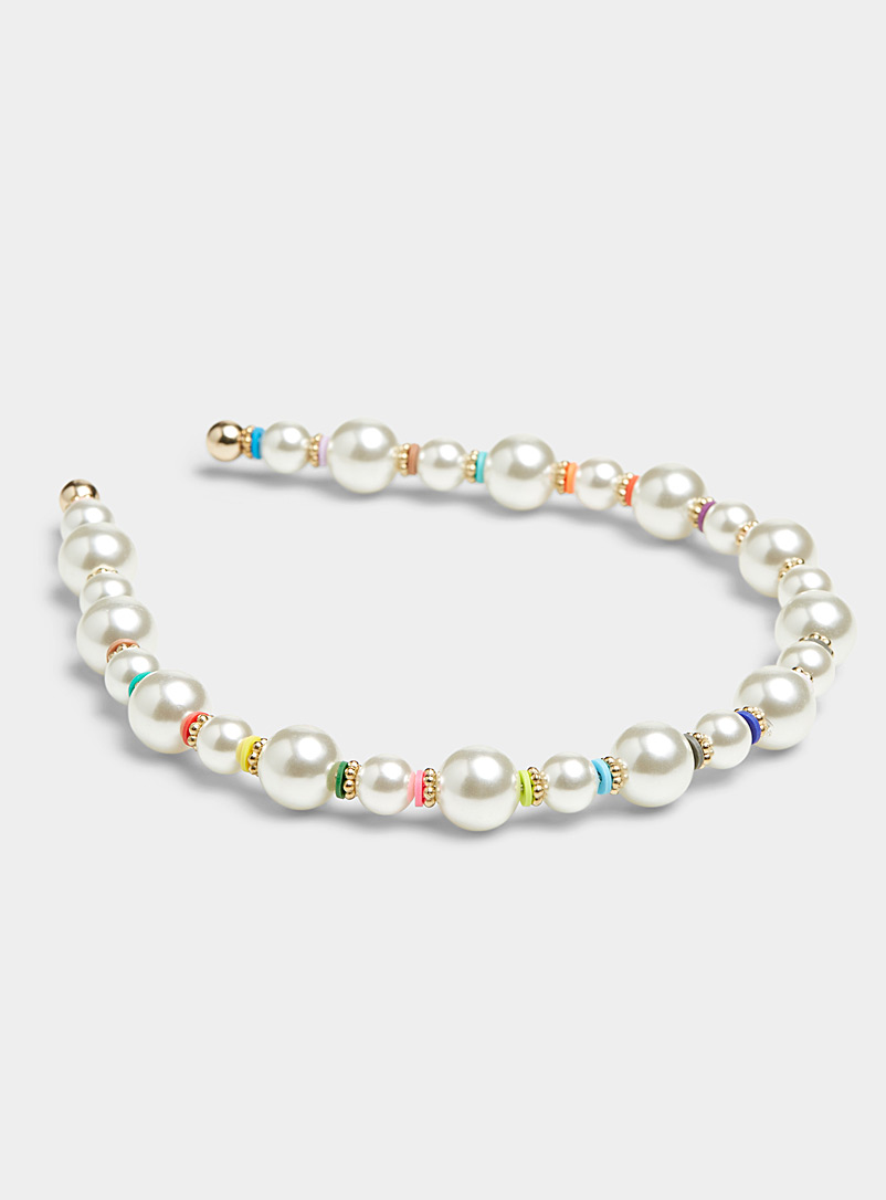 6 Bandes Frontales à Perles Blanches Pour Femmes - Serre-tête Élégant Étincelant - Mariage, Soirée, Quotidien - 10