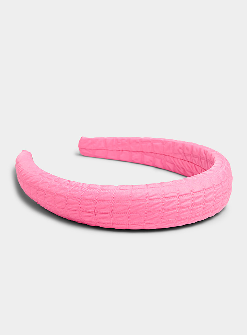 Simons Pink Seersucker-like headband for women
