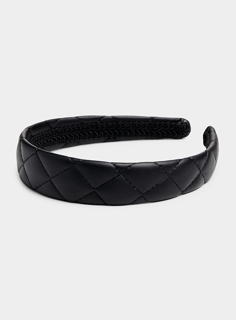 Simons Black Topstitched faux-leather headband for women