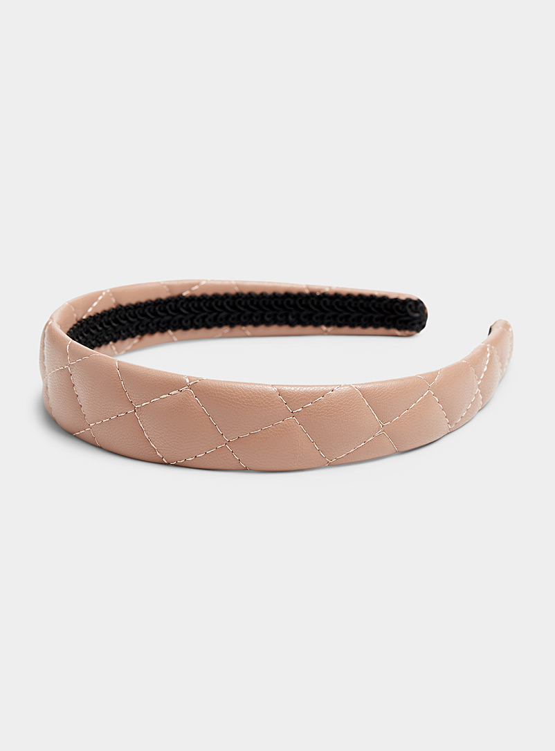 Simons Sand Topstitched faux-leather headband for women