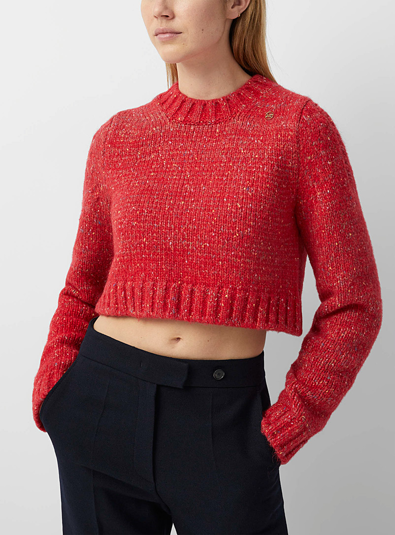 Recto: Le pull tricot touches colorées Rouge pour femme