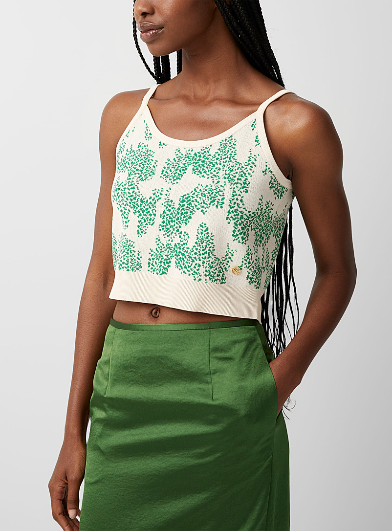 Recto: La camisole motif jacquard vert Vert pour femme