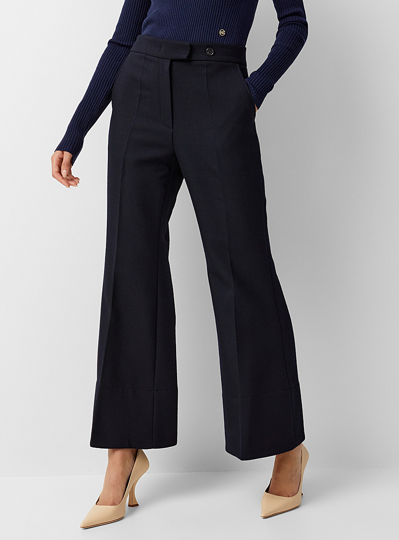 Recto Marine Blue Navy wool flared pant for women