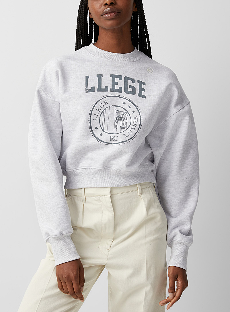 Recto Light Grey Cropped logo sweatshirt for women