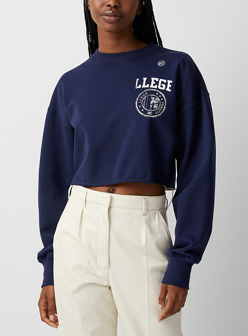 Recto Marine Blue Scissor-cut logo sweatshirt for women
