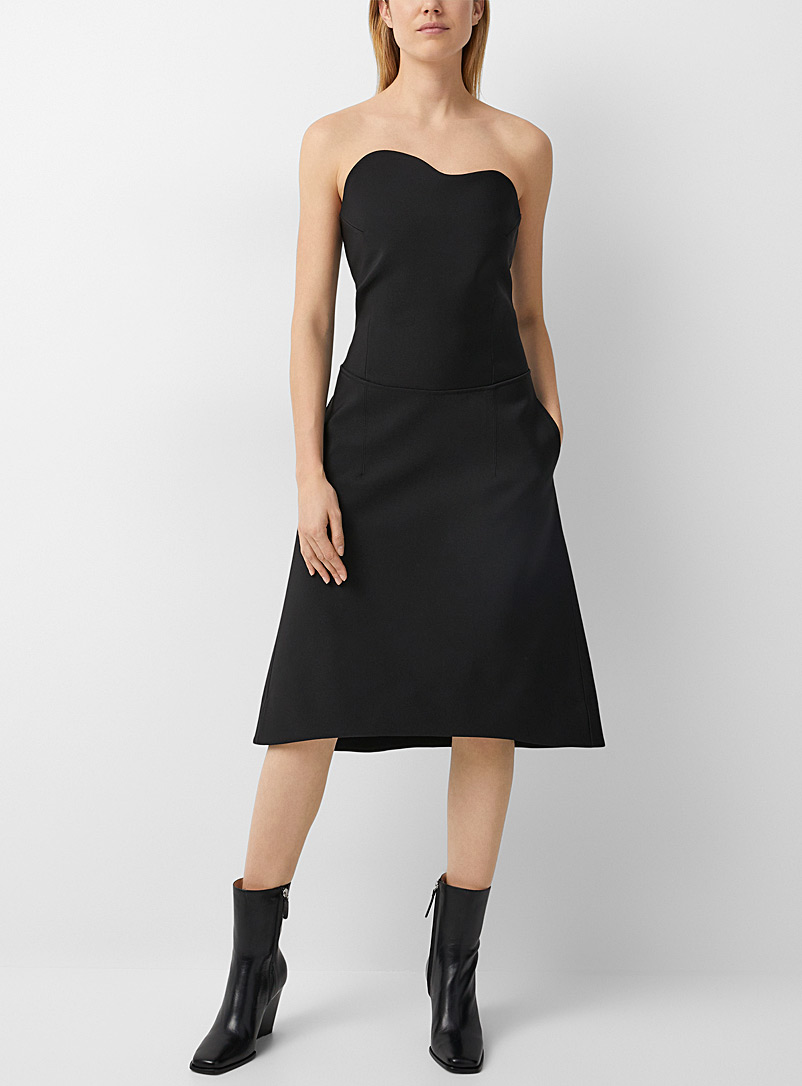 Recto Black Asymmetrical bust tube dress for women