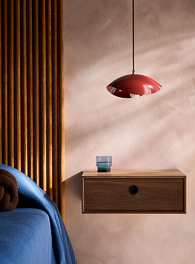 Luminaire Authentik: La lampe suspendue Coquelicot 28 cm de largeur Rouge terreux
