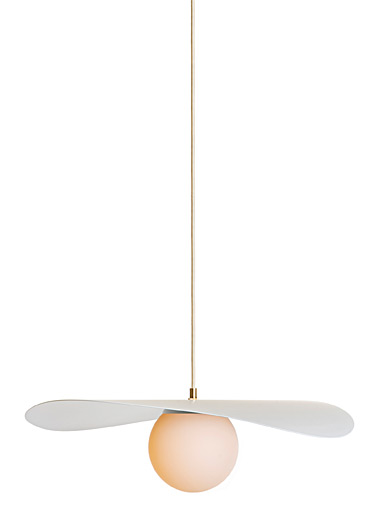 Luminaire Authentik: La grande lampe suspendue Sopal 56 cm de largeur Ivoire - Beige cr&egrave;me