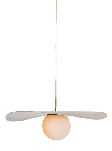 Luminaire Authentik: La grande lampe suspendue Sopal 56 cm de largeur Ivoire - Beige cr&egrave;me