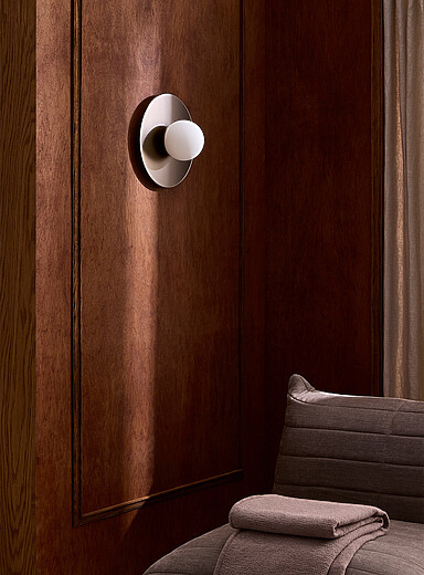 Krema frosted finish chrome wall sconce