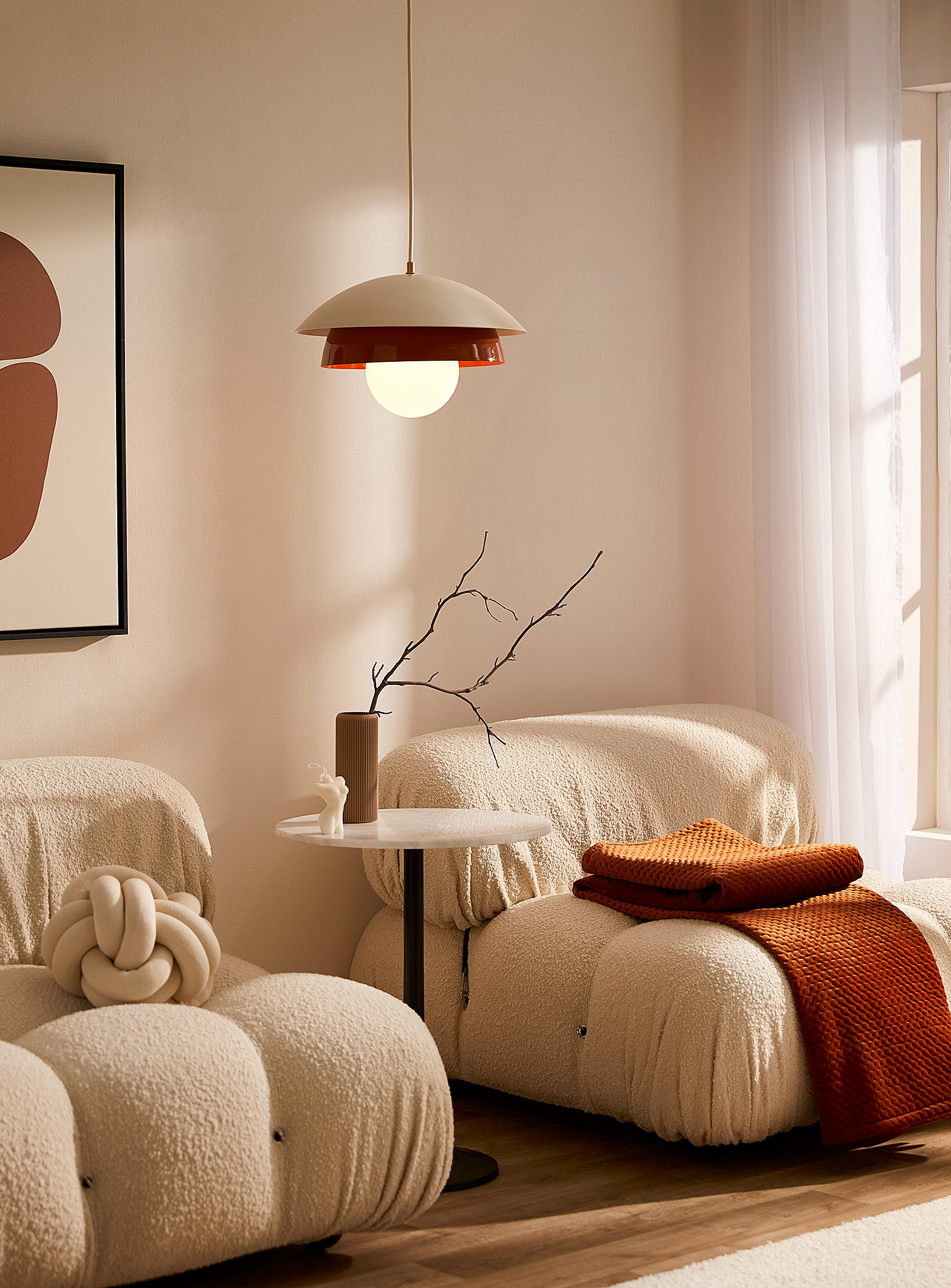 Luminaire Authentik Large Finlandaise Hanging Lamp In Patterned Orange