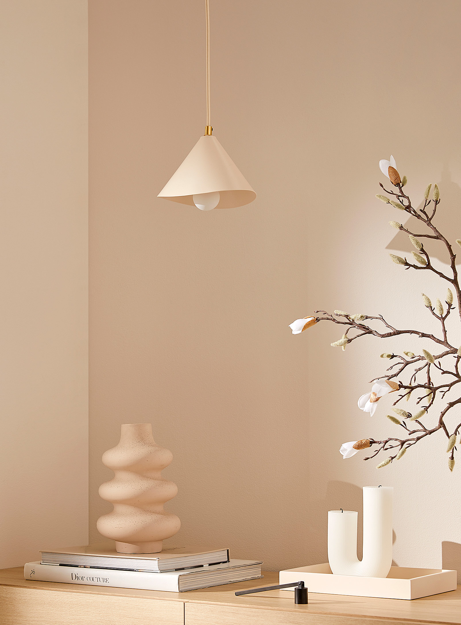 Luminaire Authentik Lotus Hanging Lamp In Cream Beige