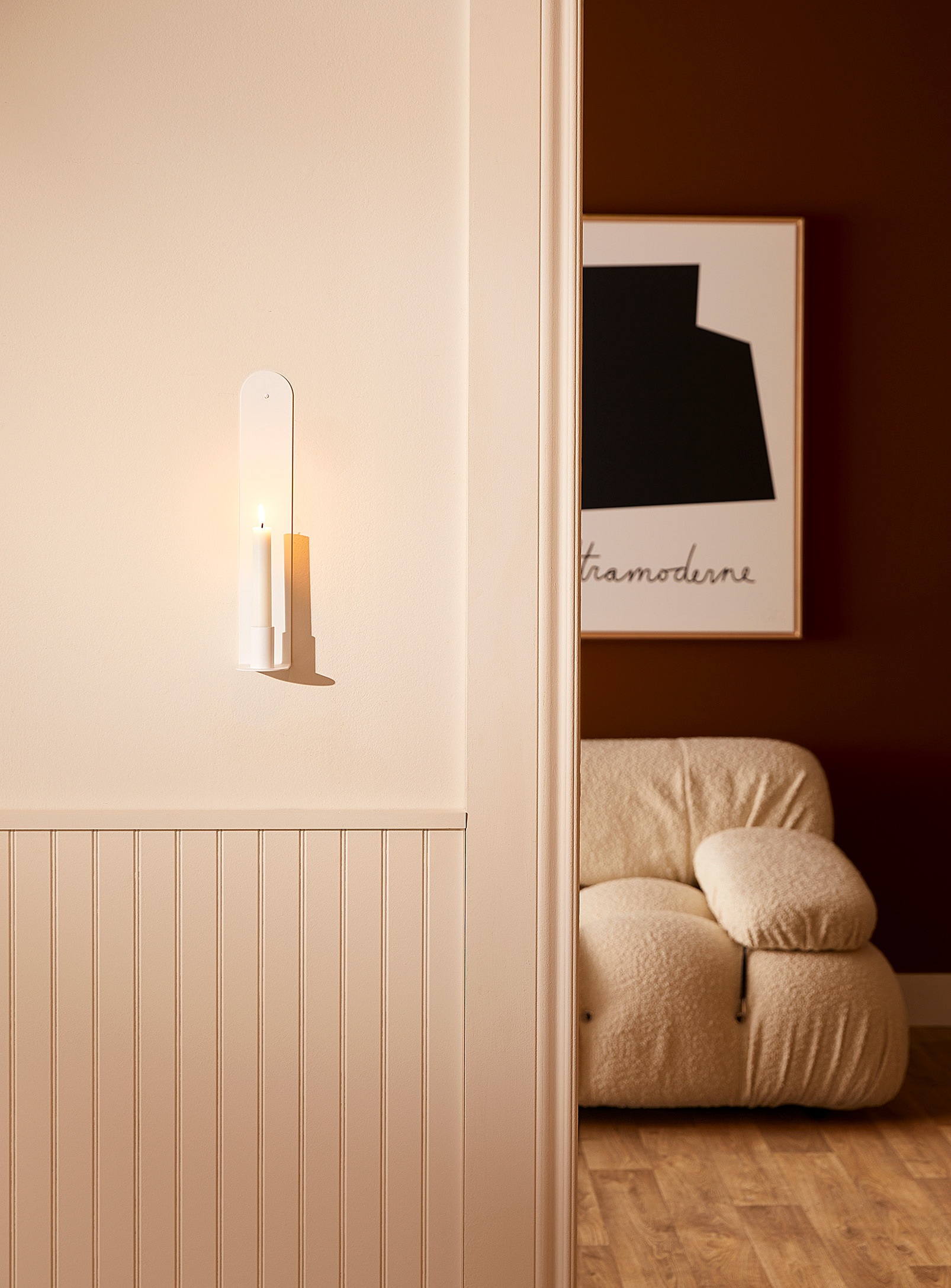 Luminaire Authentik Minimalist Table And Wall Candle Holder In White