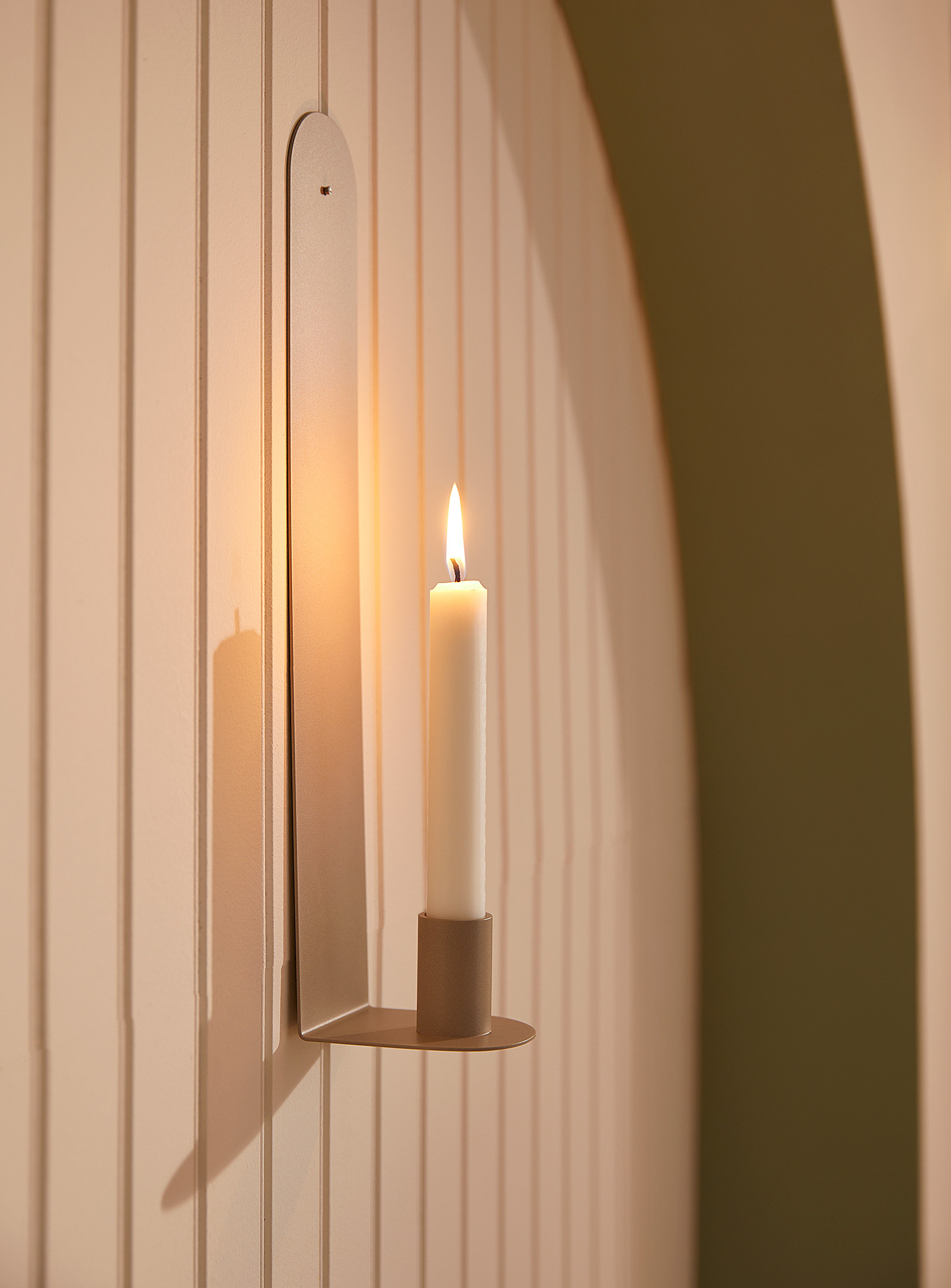 Luminaire Authentik Minimalist Table And Wall Candle Holder In Ecru/linen
