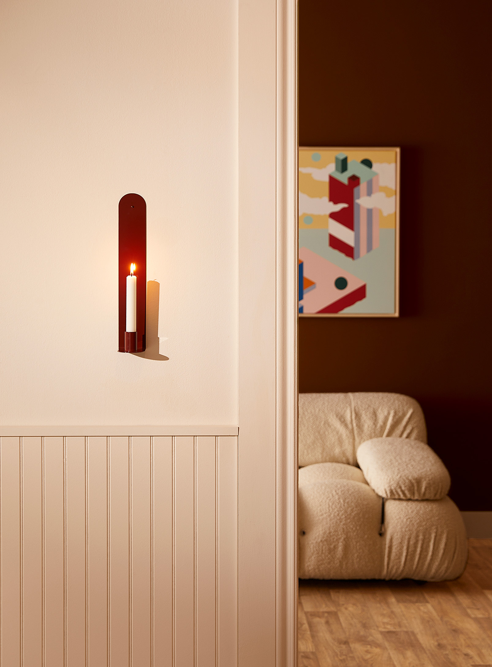 Luminaire Authentik Minimalist Table And Wall Candle Holder In Ruby Red