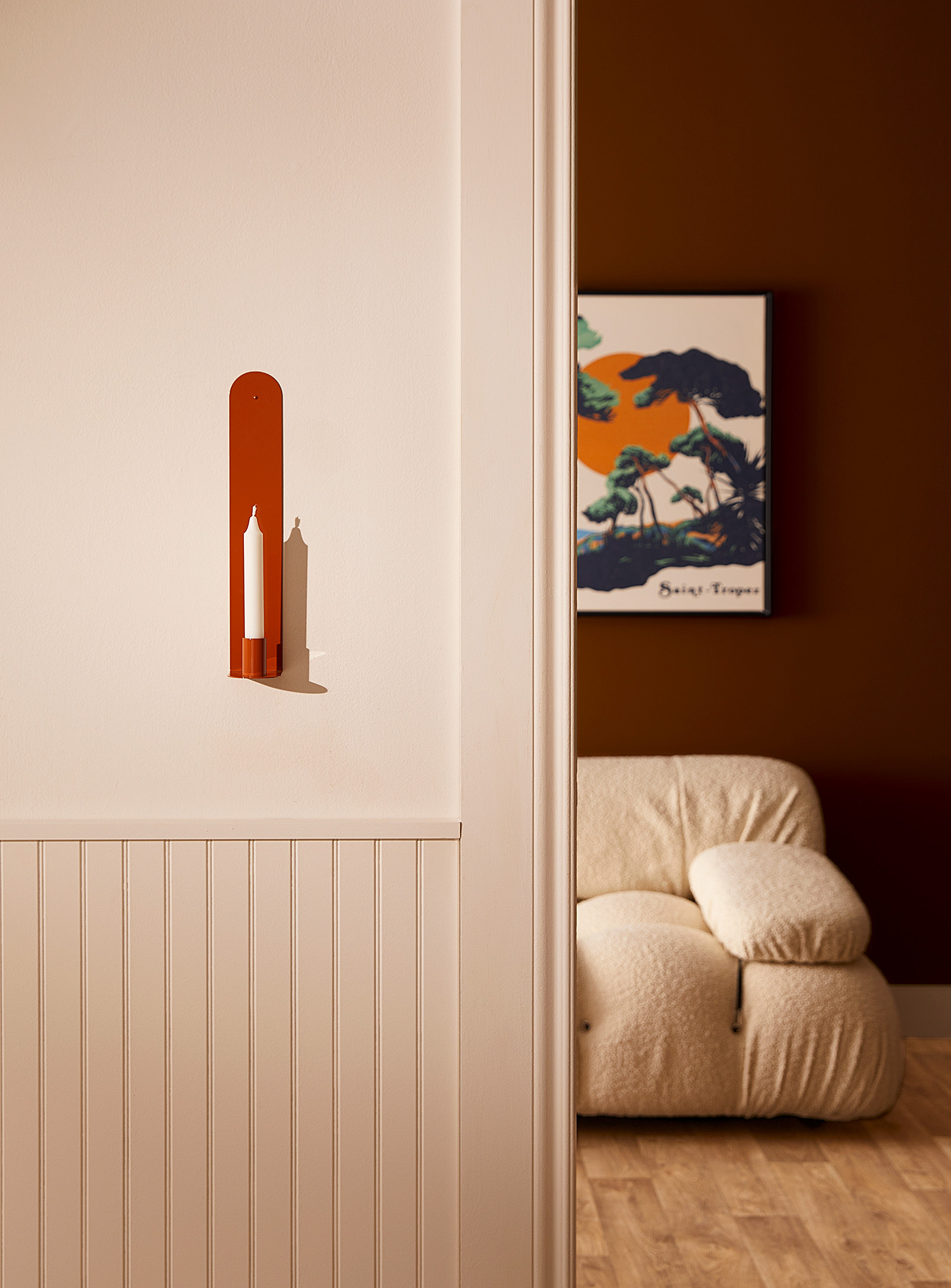 Luminaire Authentik Minimalist Table And Wall Candle Holder In Medium Orange