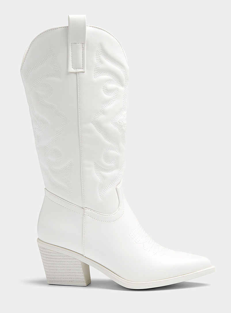 Simons White Monochrome Western boots Women for women