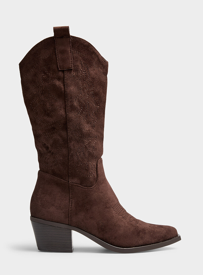Chocolate faux-suede cowboy boots Women product image (primary)