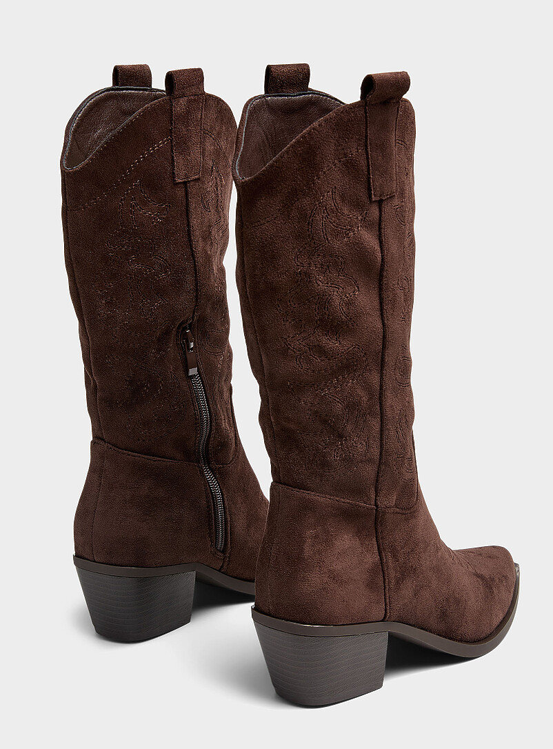 Chocolate faux-suede cowboy boots Women product image 2