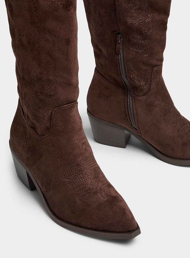 Chocolate faux-suede cowboy boots Women product image 3